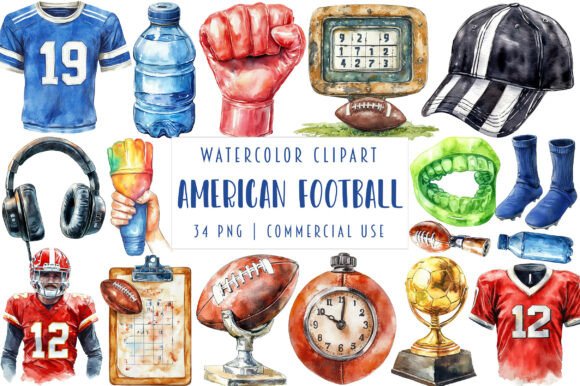 Download Watercolor American Football Clipart - American Collection