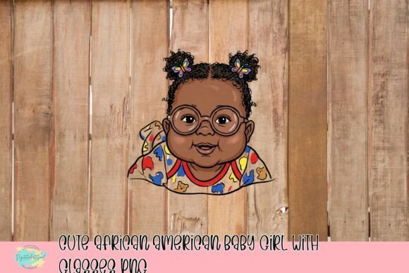 Download Cute African American Baby Girl with Glasses PNG - American Collection