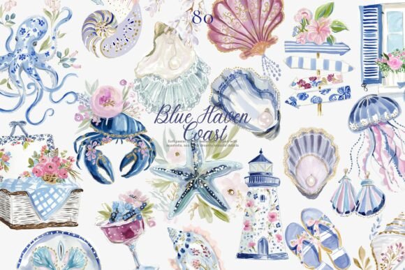 Download Romantic Coastal Clipart Png Set - Png set Collection