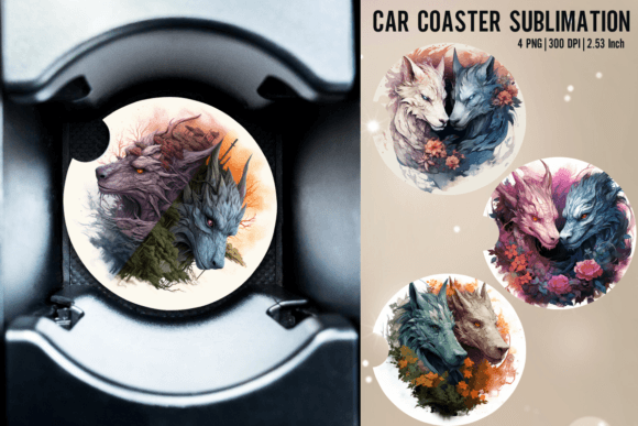 Download Dragon Car Coaster Sublimation Designs - Car coaster sublimation designs Collection