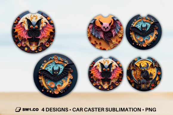 Download Bat Car Coaster Sublimation Designs PNG - Car coaster sublimation designs Collection