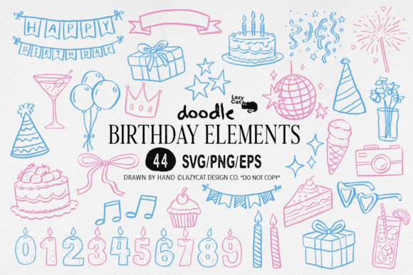 Download Birthday Doodle Clipart SVG PNG Set - Png set Collection