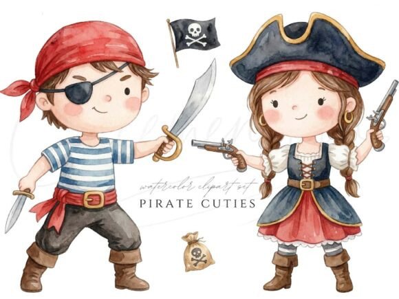 Download Cute Pirate Clipart PNG Set - Png set Collection